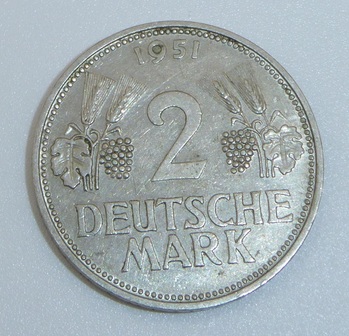 2 DM 1951 hren-Weinlaub D, vz-st - Vorderseite (c)