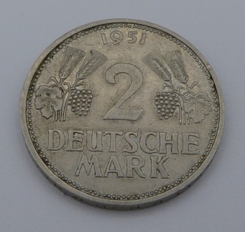 2 DM 1951 hren-Weinlaub F, ss-vz - Vorderseite (6)